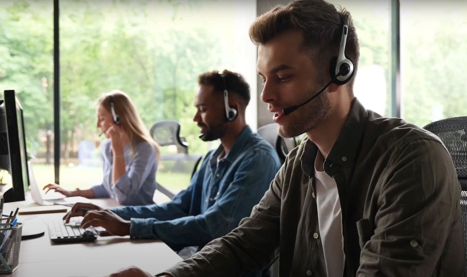 Staff in call centre